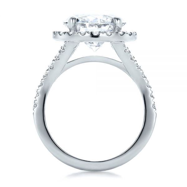  Platinum Custom Diamond Halo Engagement Ring - Front View -  100484