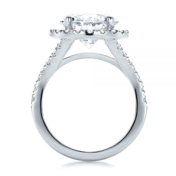 18k White Gold 18k White Gold Custom Diamond Halo Engagement Ring - Front View - 100484