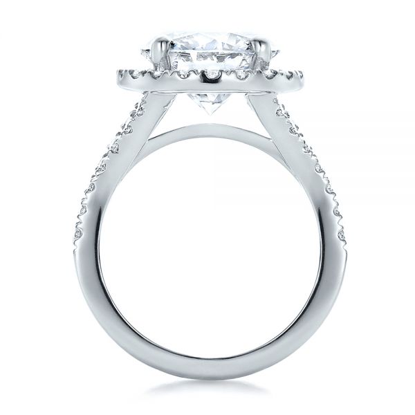 18k White Gold 18k White Gold Custom Diamond Halo Engagement Ring - Front View -  100484