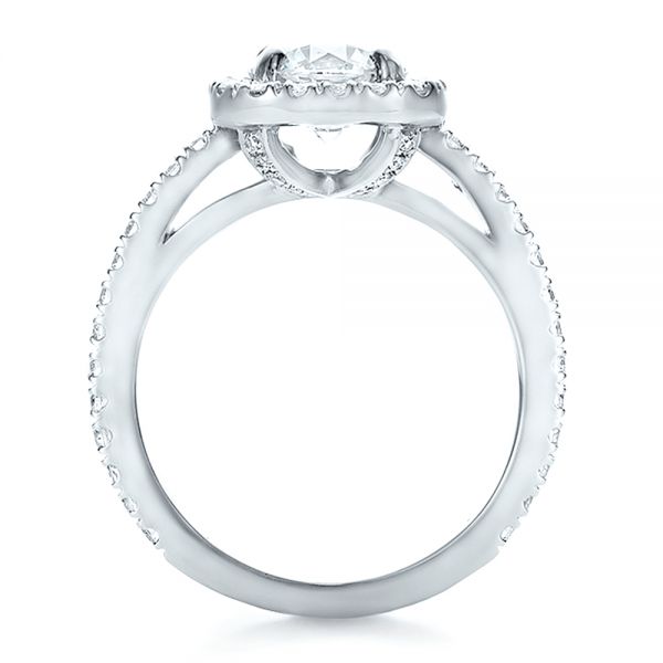 14k White Gold 14k White Gold Custom Diamond Halo Engagement Ring - Front View -  100629