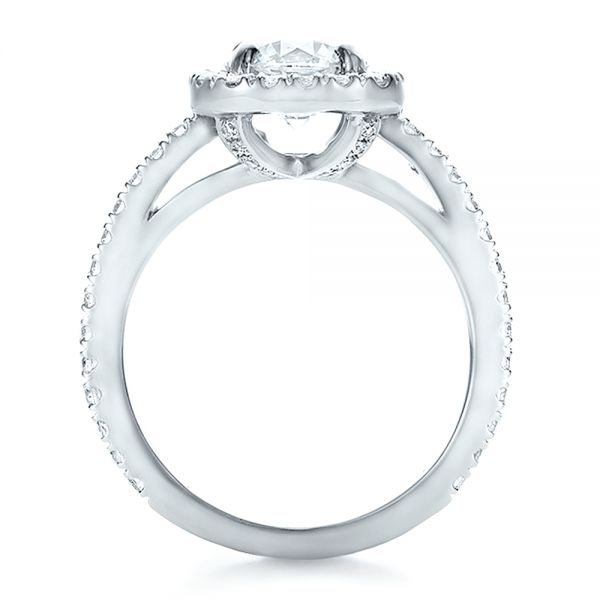 18k White Gold 18k White Gold Custom Diamond Halo Engagement Ring - Front View - 100629