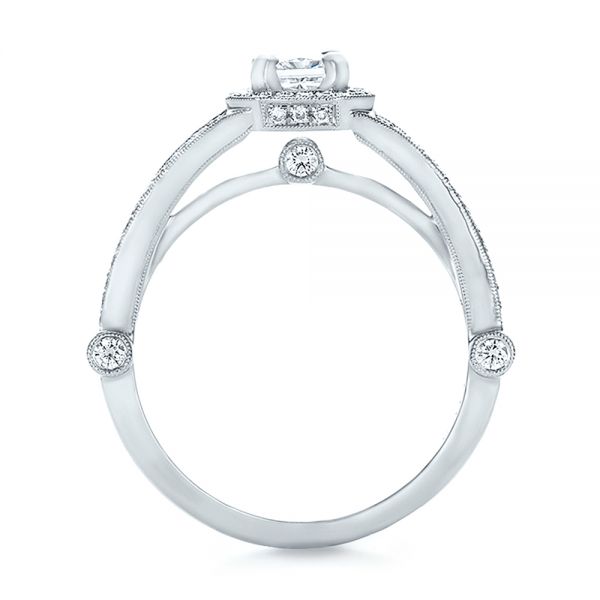  Platinum Platinum Custom Diamond Halo Engagement Ring - Front View -  100651