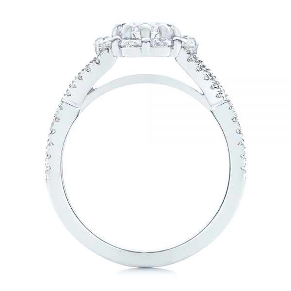 14k White Gold Custom Diamond Halo Engagement Ring - Front View -  100874