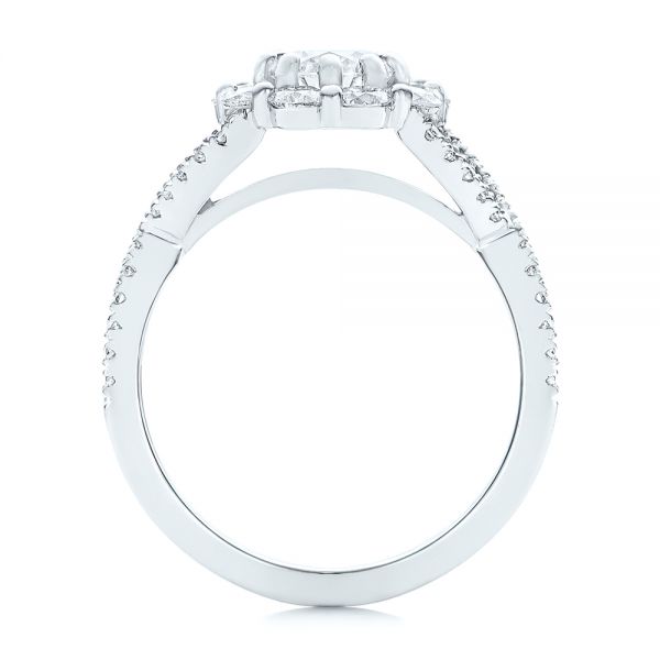 14k White Gold Custom Diamond Halo Engagement Ring - Front View - 100874