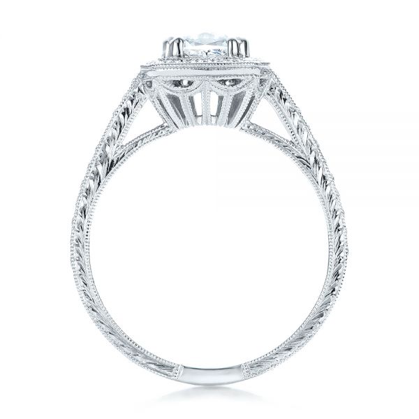 Platinum Custom Diamond Halo Engagement Ring - Front View - 100924