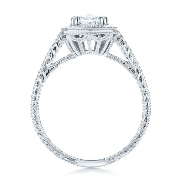  Platinum Custom Diamond Halo Engagement Ring - Front View -  100924