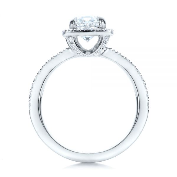 14k White Gold 14k White Gold Custom Diamond Halo Engagement Ring - Front View -  101224