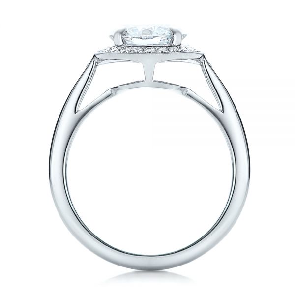 14k White Gold 14k White Gold Custom Diamond Halo Engagement Ring - Front View -  101726