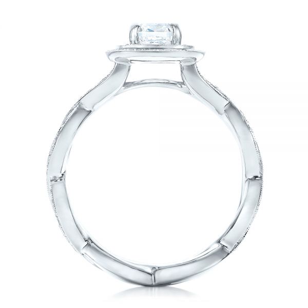 18k White Gold 18k White Gold Custom Diamond Halo Engagement Ring - Front View -  102119