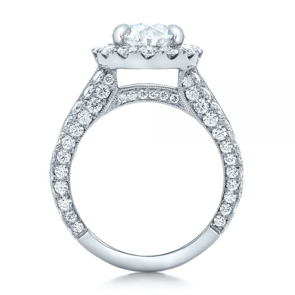 18k White Gold 18k White Gold Custom Diamond Halo Engagement Ring - Front View -  102156