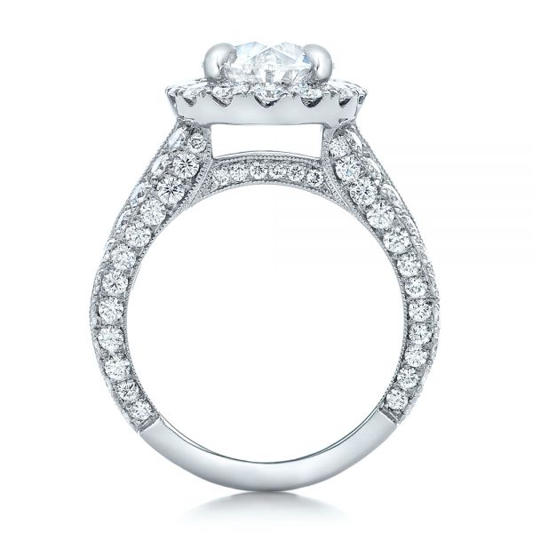 Platinum Custom Diamond Halo Engagement Ring - Front View - 102156