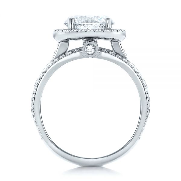 18k White Gold 18k White Gold Custom Diamond Halo Engagement Ring - Front View -  102158