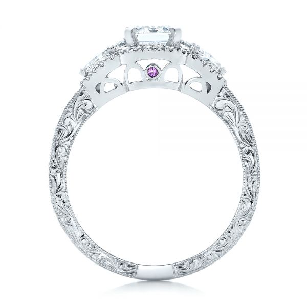 18k White Gold 18k White Gold Custom Diamond Halo Engagement Ring - Front View -  102263