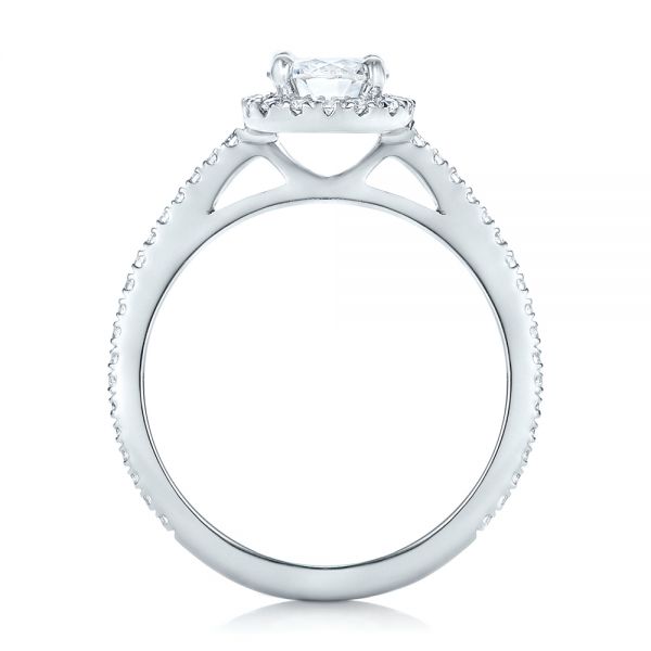 14k White Gold 14k White Gold Custom Diamond Halo Engagement Ring - Front View -  102317