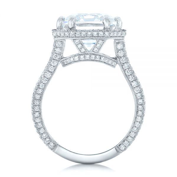 18k White Gold 18k White Gold Custom Diamond Halo Engagement Ring - Front View -  102368