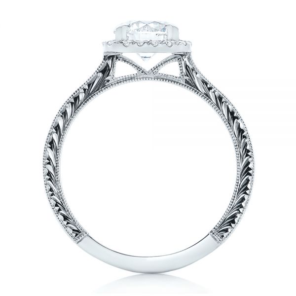 14k White Gold 14k White Gold Custom Diamond Halo Engagement Ring - Front View -  102422