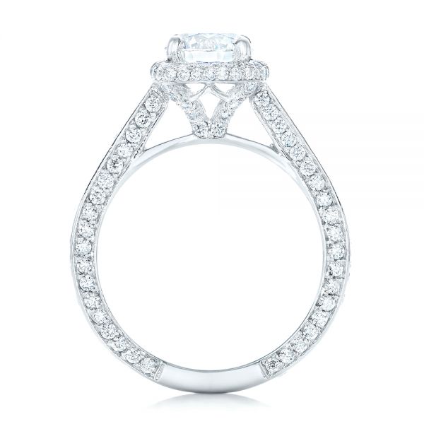 18k White Gold 18k White Gold Custom Diamond Halo Engagement Ring - Front View -  102468