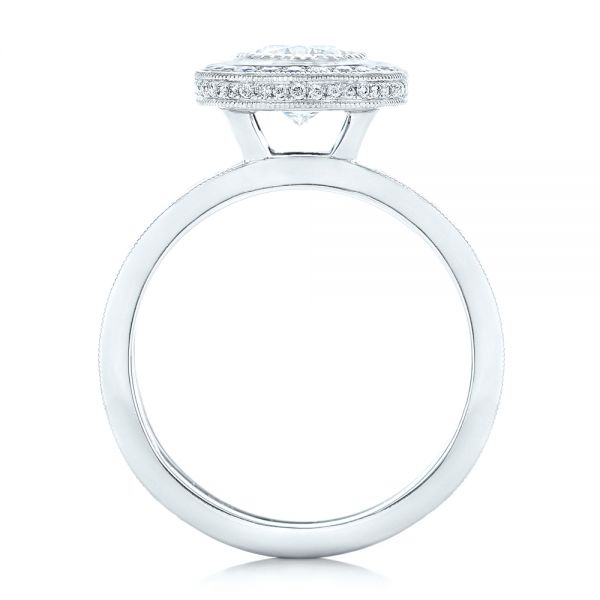 14k White Gold 14k White Gold Custom Diamond Halo Engagement Ring - Front View -  102542