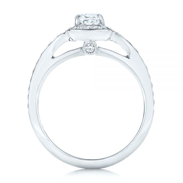 14k White Gold 14k White Gold Custom Diamond Halo Engagement Ring - Front View -  102597