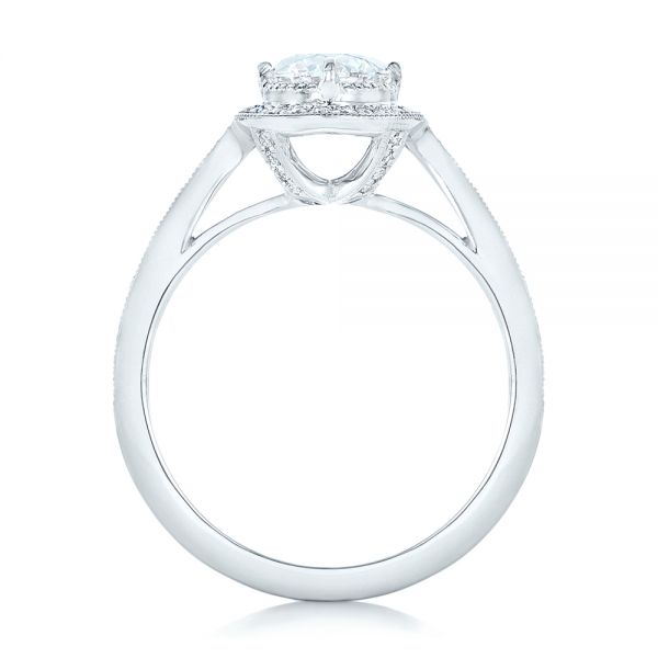 18k White Gold Custom Diamond Halo Engagement Ring - Front View -  102692