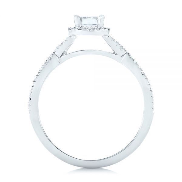 18k White Gold 18k White Gold Custom Diamond Halo Engagement Ring - Front View -  102751