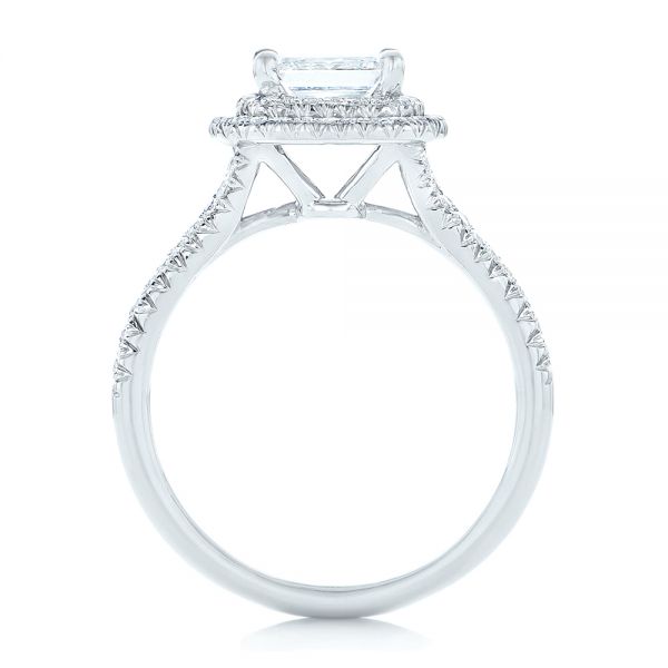 14k White Gold Custom Diamond Halo Engagement Ring - Front View -  102771