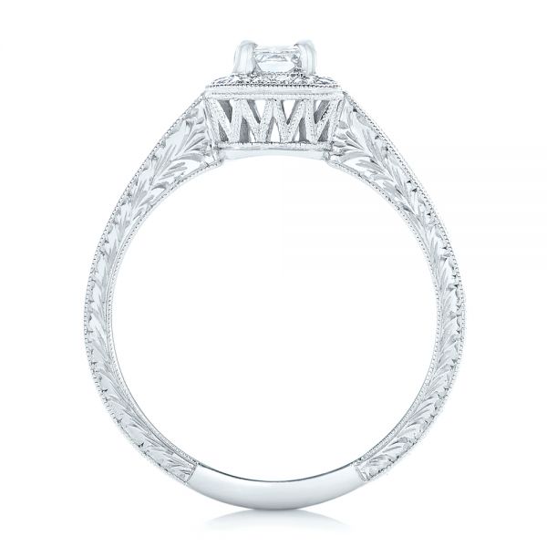 14k White Gold 14k White Gold Custom Diamond Halo Engagement Ring - Front View -  102813
