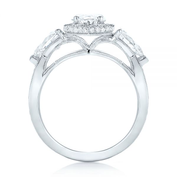  Platinum Custom Diamond Halo Engagement Ring - Front View -  102873