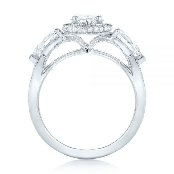 14k White Gold 14k White Gold Custom Diamond Halo Engagement Ring - Front View -  102873