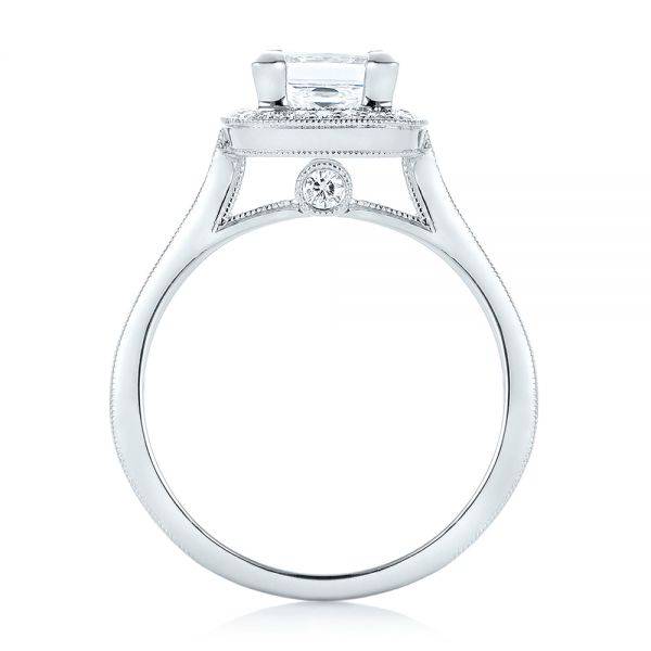 14k White Gold Custom Diamond Halo Engagement Ring - Front View -  102882