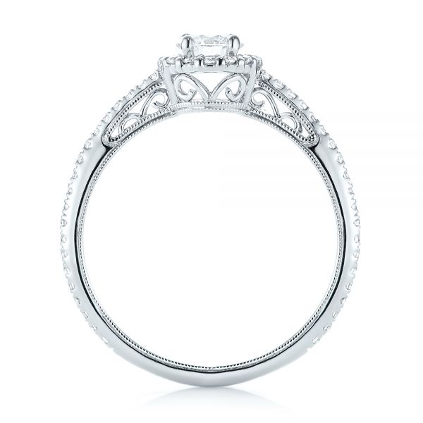 18k White Gold 18k White Gold Custom Diamond Halo Engagement Ring - Front View -  102990