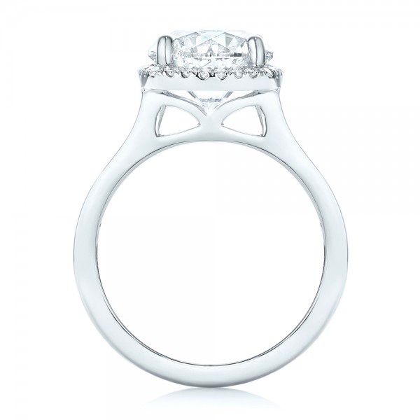 18k White Gold 18k White Gold Custom Diamond Halo Engagement Ring - Front View -  103005
