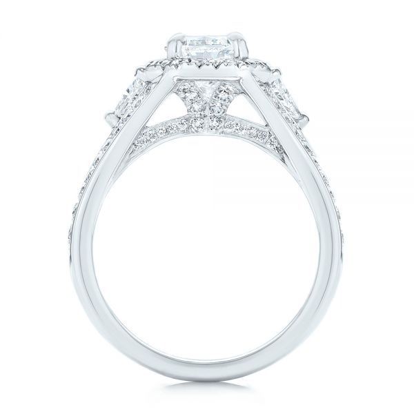 18k White Gold 18k White Gold Custom Diamond Halo Engagement Ring - Front View -  103157