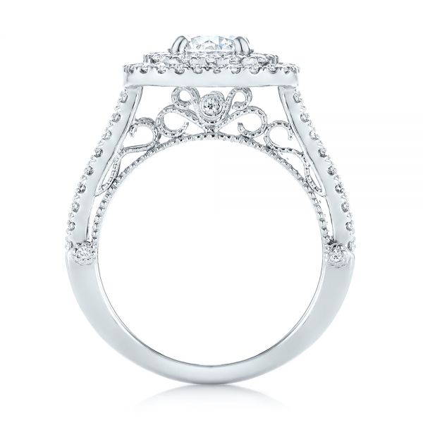 14k White Gold 14k White Gold Custom Diamond Halo Engagement Ring - Front View -  103223