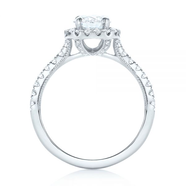 18k White Gold 18k White Gold Custom Diamond Halo Engagement Ring - Front View -  103268