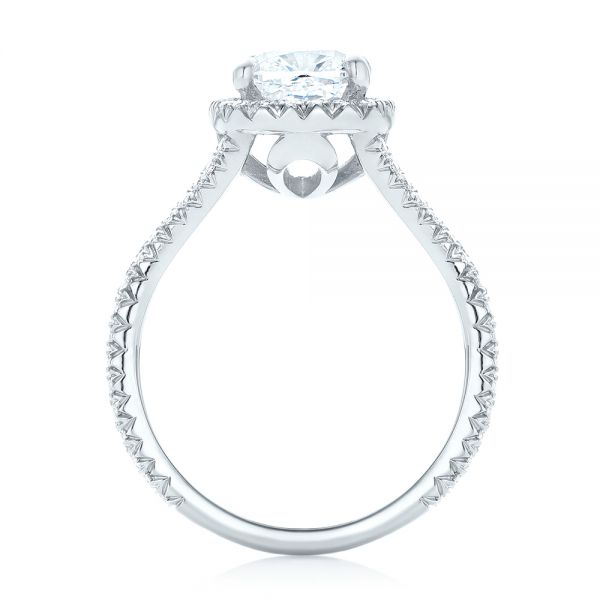 14k White Gold 14k White Gold Custom Diamond Halo Engagement Ring - Front View -  103353