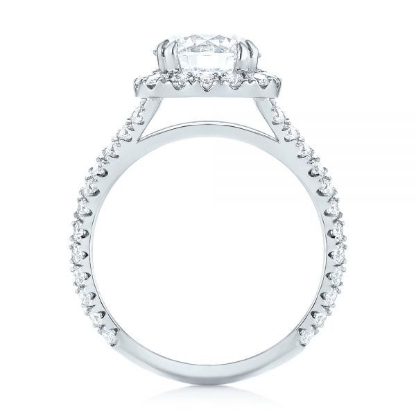 14k White Gold 14k White Gold Custom Diamond Halo Engagement Ring - Front View -  103357