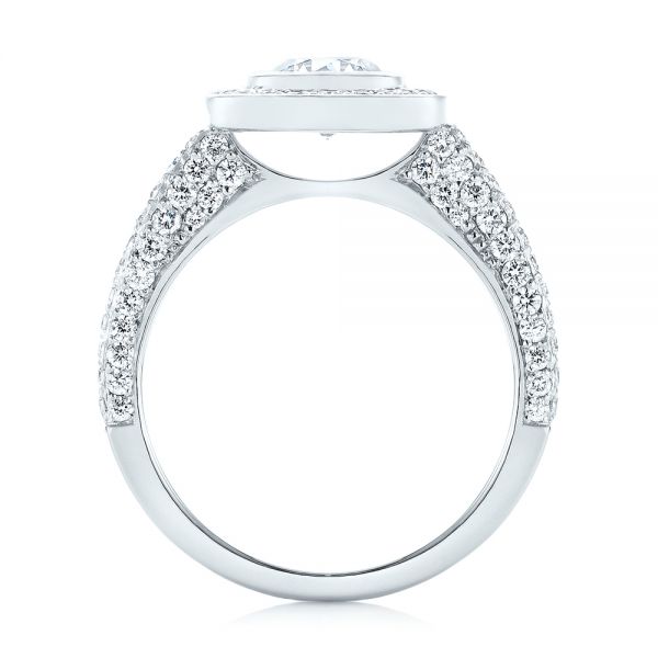  Platinum Custom Diamond Halo Engagement Ring - Front View -  103394