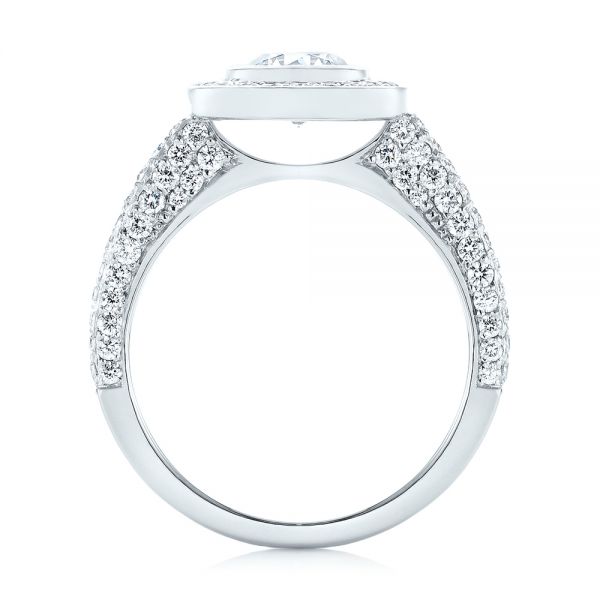 18k White Gold 18k White Gold Custom Diamond Halo Engagement Ring - Front View -  103394