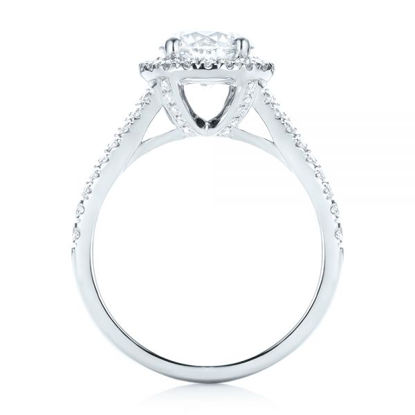 18k White Gold Custom Diamond Halo Engagement Ring - Front View -  103427
