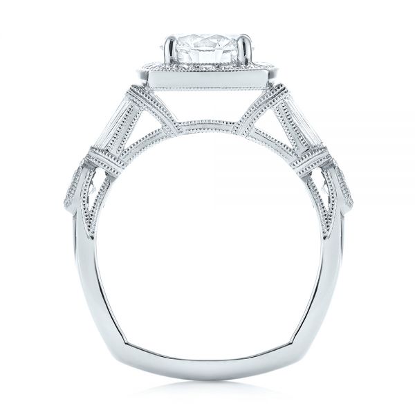  Platinum Custom Diamond Halo Engagement Ring - Front View -  103436
