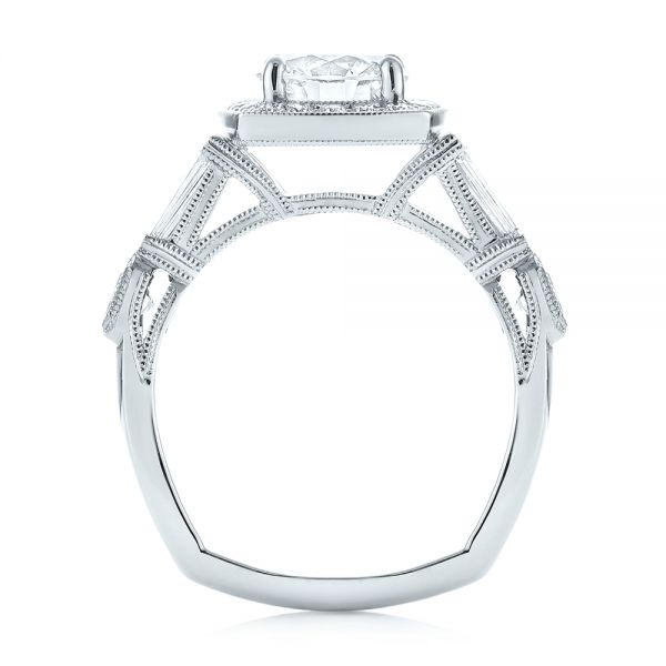 18k White Gold 18k White Gold Custom Diamond Halo Engagement Ring - Front View -  103436