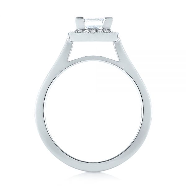 14k White Gold Custom Diamond Halo Engagement Ring - Front View - 103515