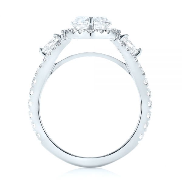 18k White Gold 18k White Gold Custom Diamond Halo Engagement Ring - Front View -  103632