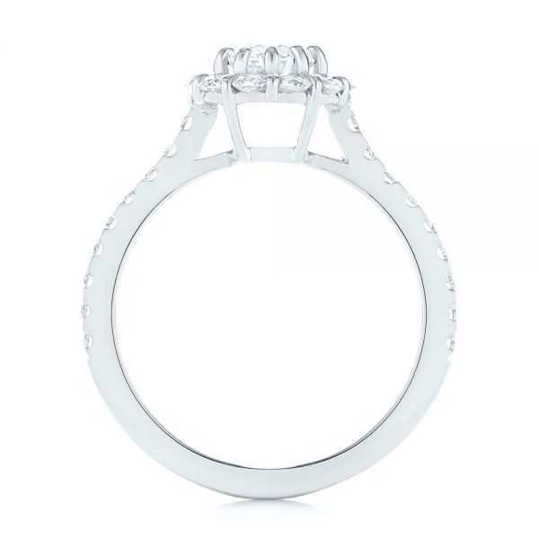 18k White Gold 18k White Gold Custom Diamond Halo Engagement Ring - Front View -  104064