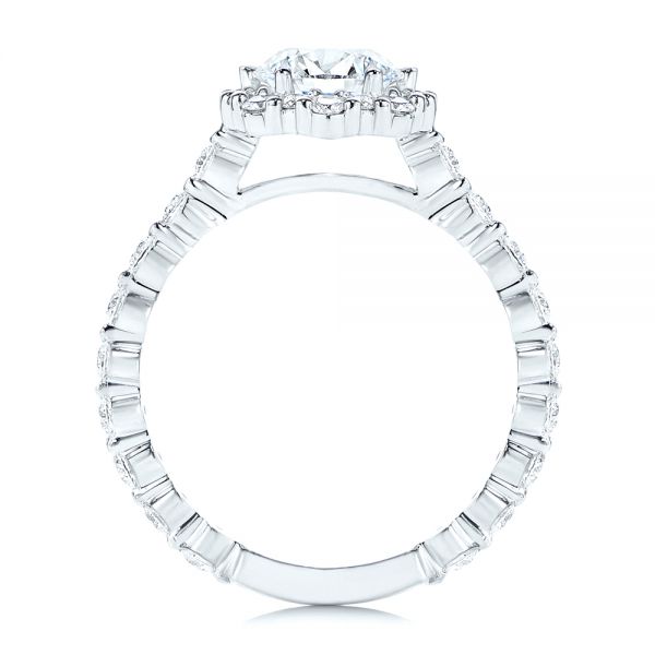 18k White Gold 18k White Gold Custom Diamond Halo Engagement Ring - Front View -  106108