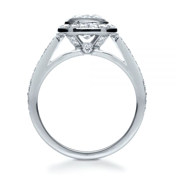14k White Gold 14k White Gold Custom Diamond Halo Engagement Ring - Front View -  1116