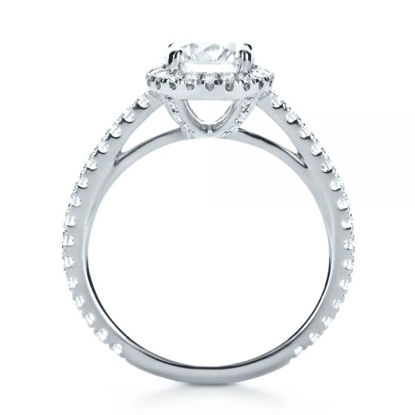  Platinum Custom Diamond Halo Engagement Ring - Front View -  1123