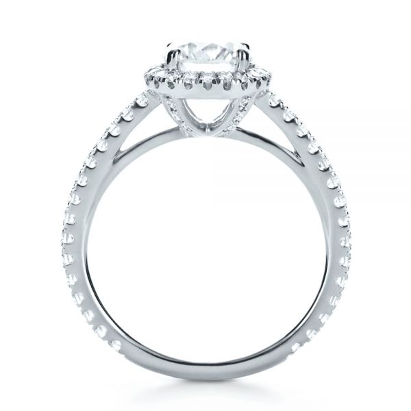 14k White Gold 14k White Gold Custom Diamond Halo Engagement Ring - Front View -  1123