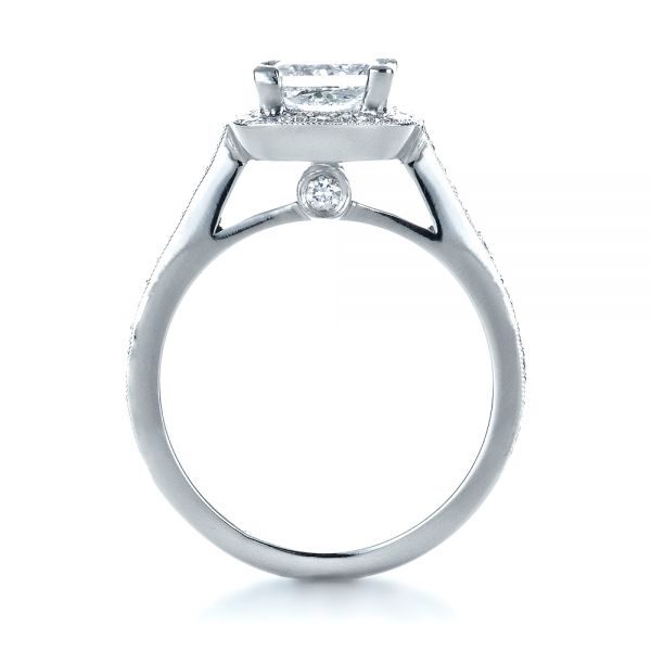 14k White Gold 14k White Gold Custom Diamond Halo Engagement Ring - Front View -  1435